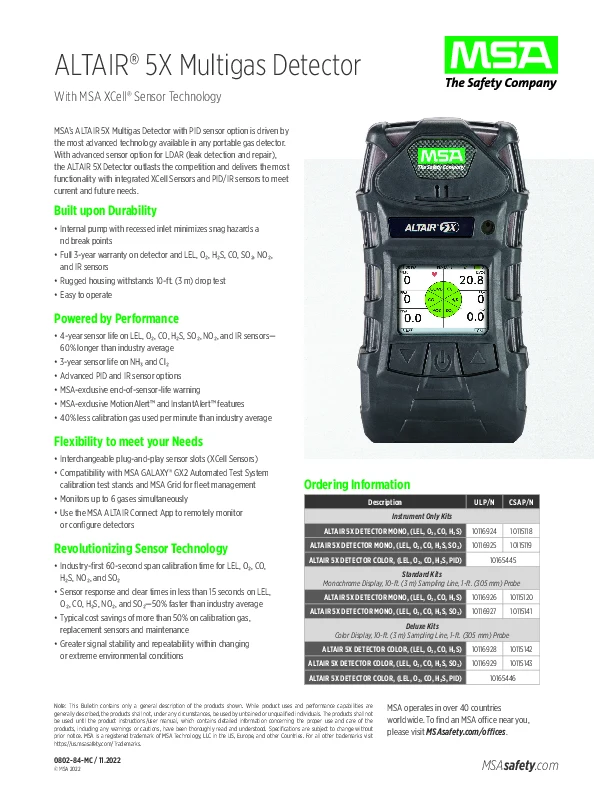 ALTAIR 5X sell sheet cover