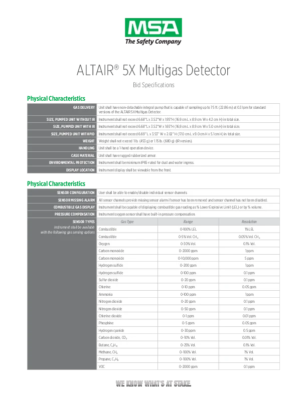 ALTAIR 5X bid spec cover