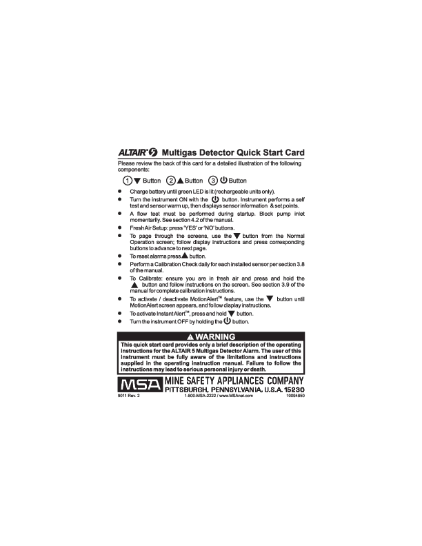 ALTAIR 5X quick start guide cover