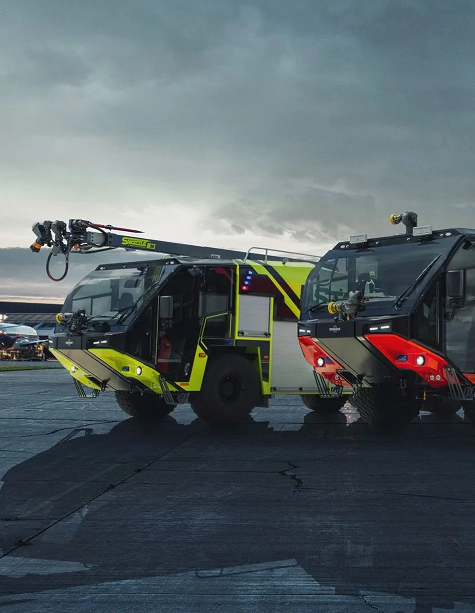 Oshkosh Airport Products ARFF vehicles on the airfield