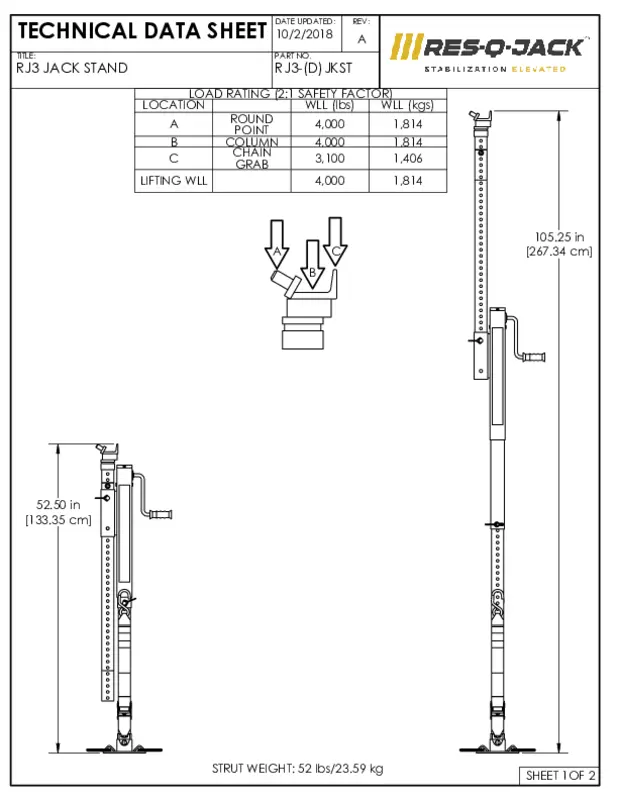 RJ3 jackstand technical data sheet cover