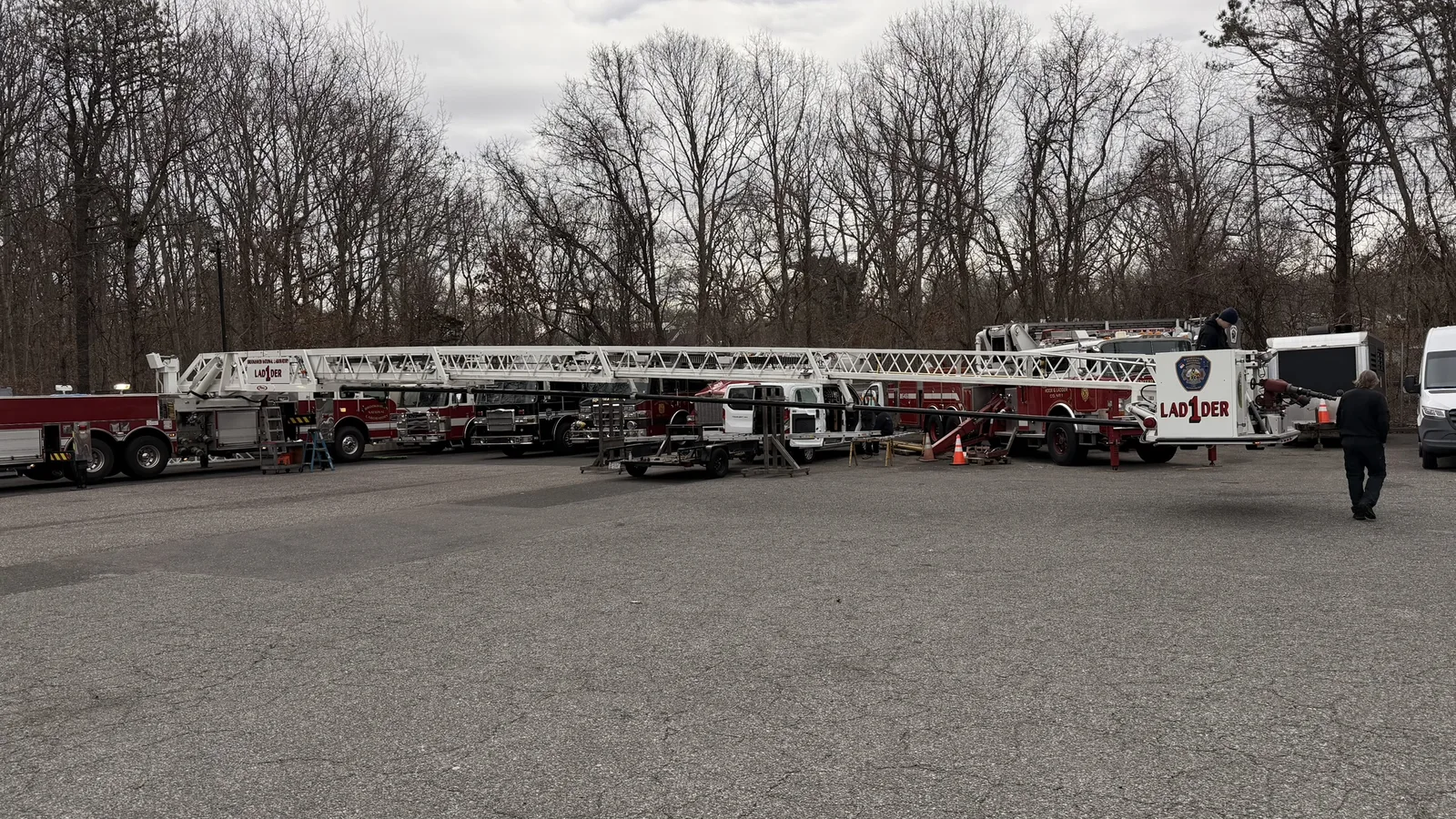 Aerial ladder testing at Firematic