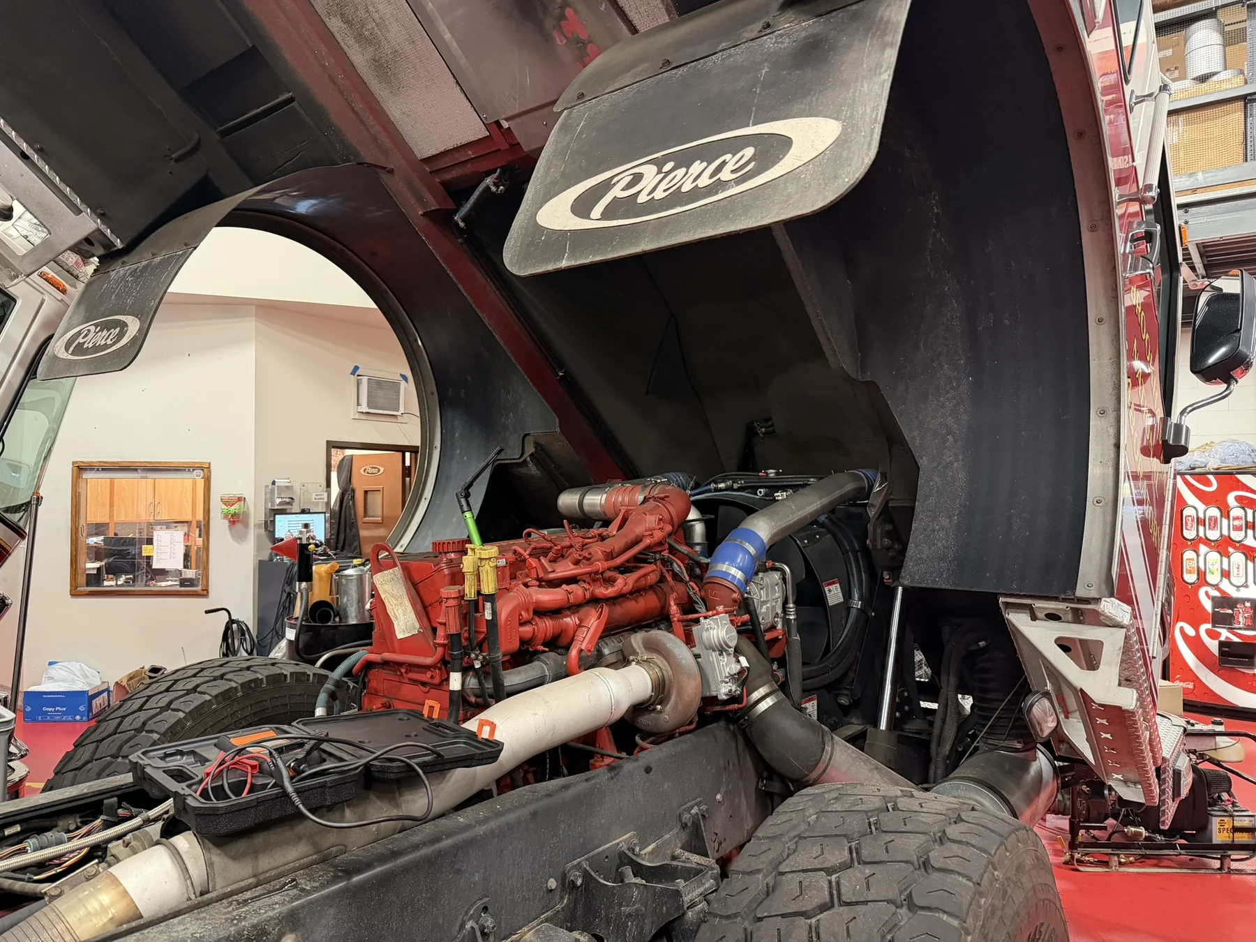 Mechanical service work inside the Firematic shop