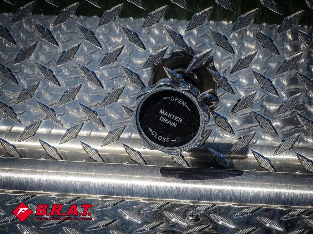 Close-up of rear power or utility connector on diamond plate.