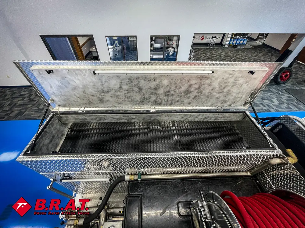 Wide open top storage box with dark interior lining.