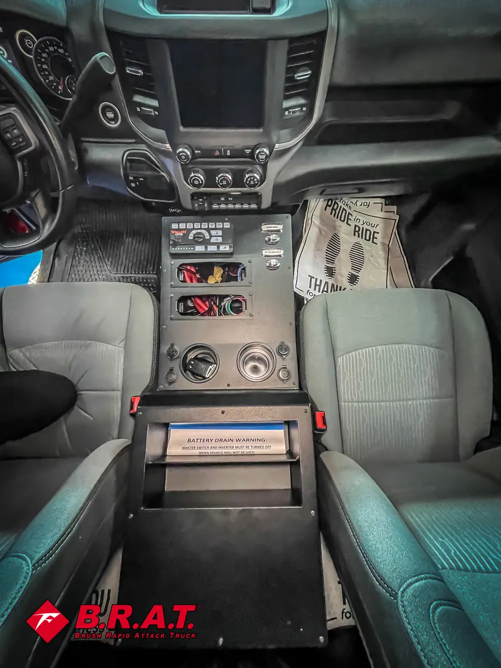 Center console close-up with switches and digital control panel.