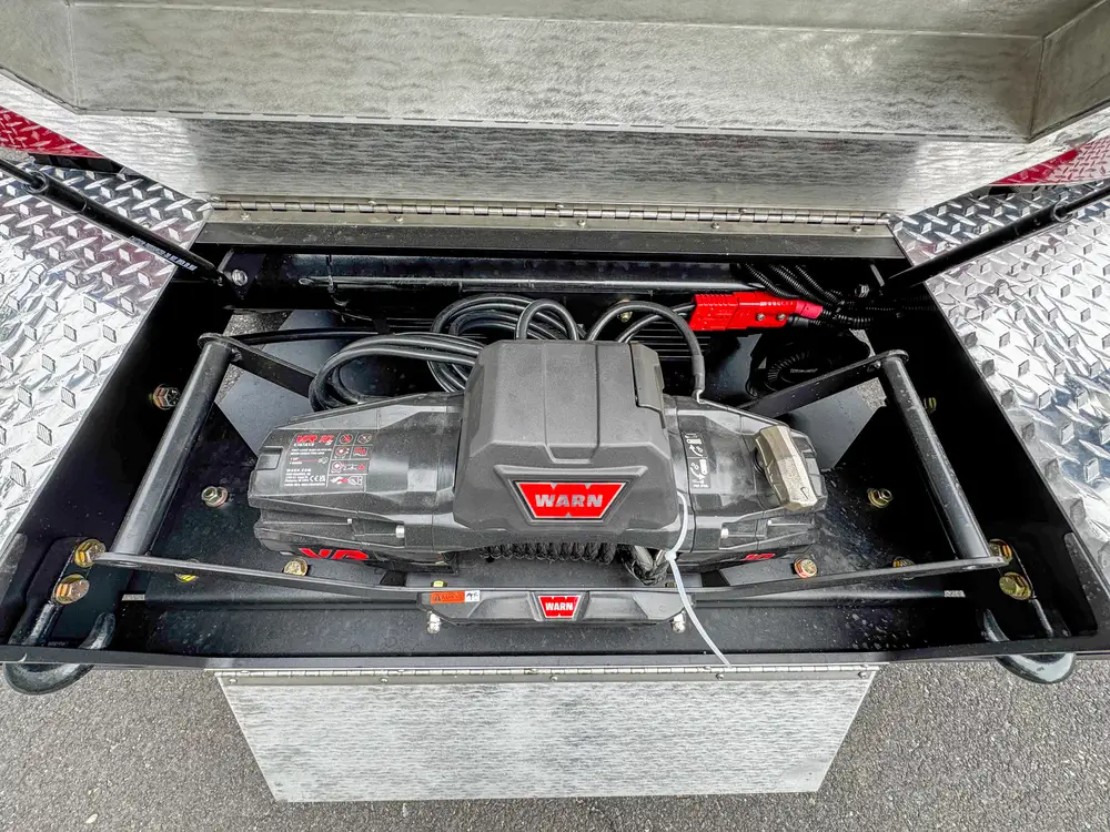 Top deck grate and hose reel detail outdoors, photo 207 of 303.