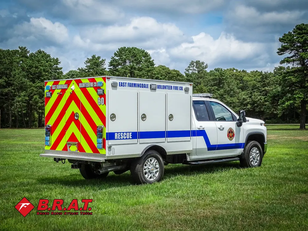 Rear passenger-side three-quarter view with chevron back doors.