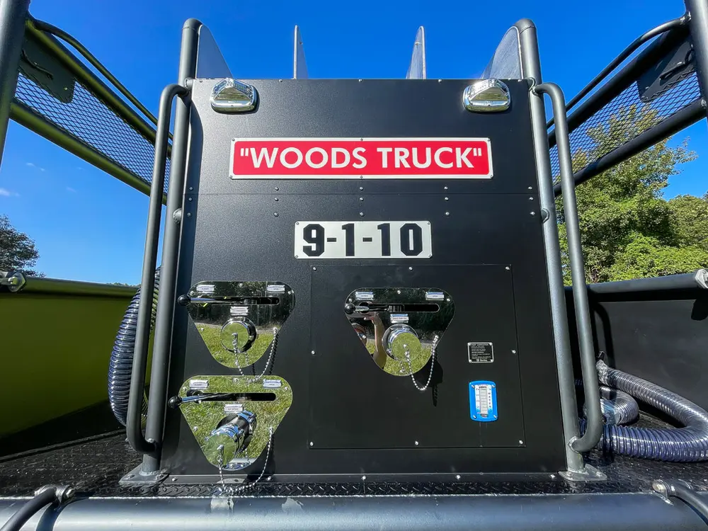 Rear pump panel with labels and coupling ports.