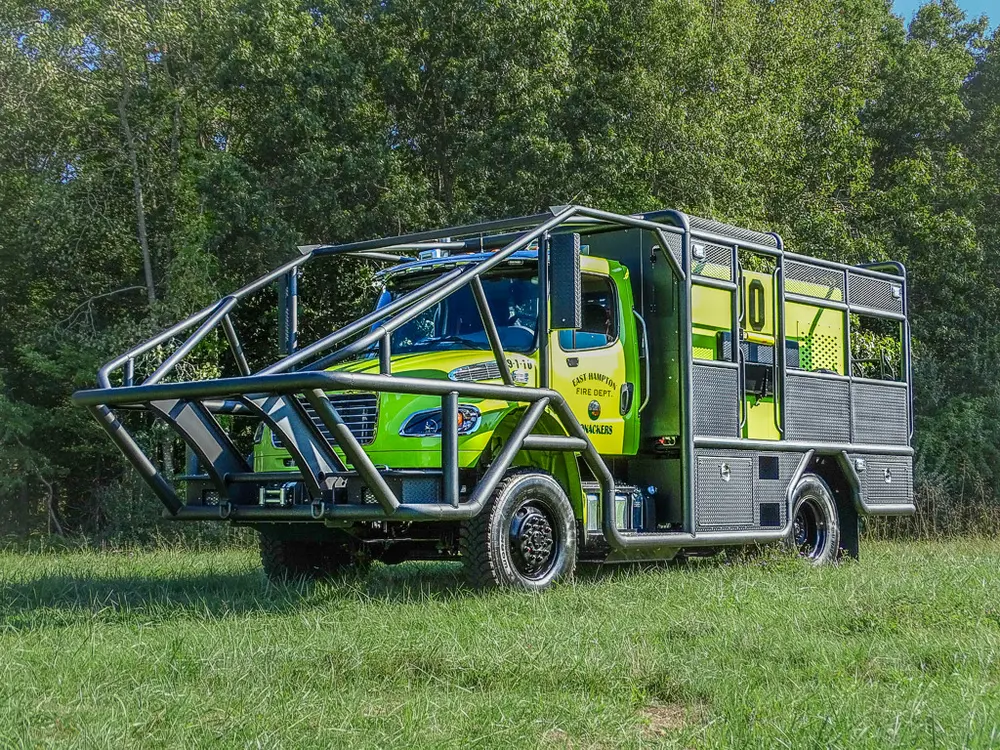 Front driver-side angle emphasizing front brush guard.