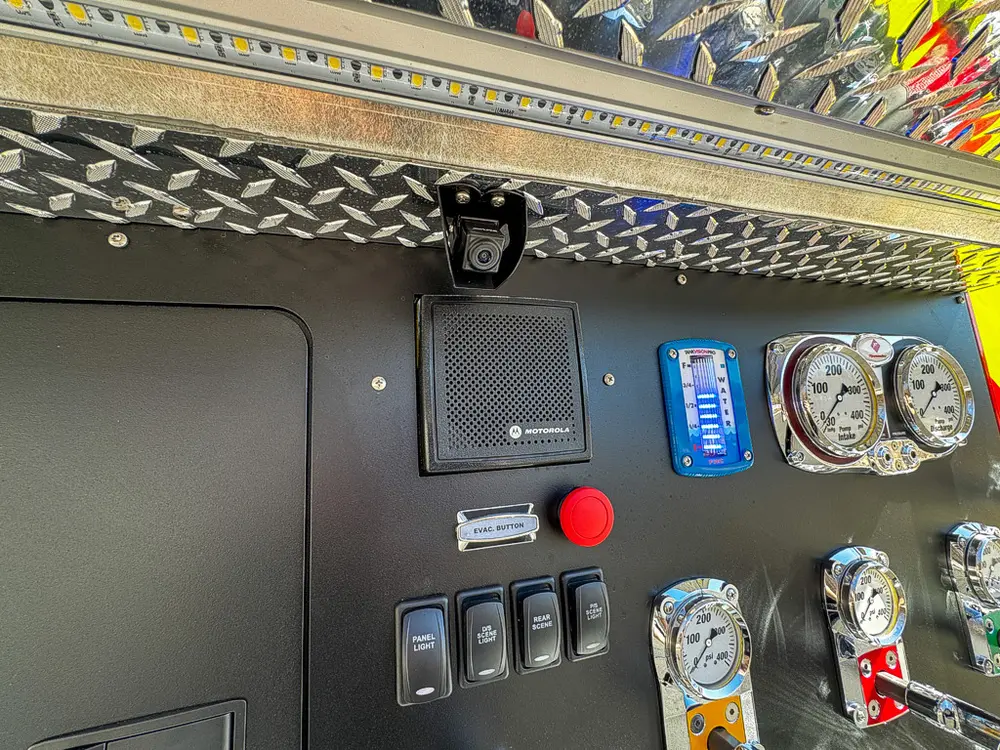 Right lower pump-panel close-up with gauges and controls.