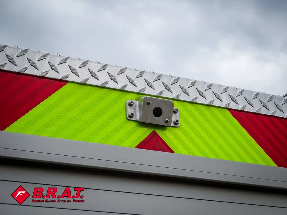 Rear chevron panel close-up with mounting bracket.