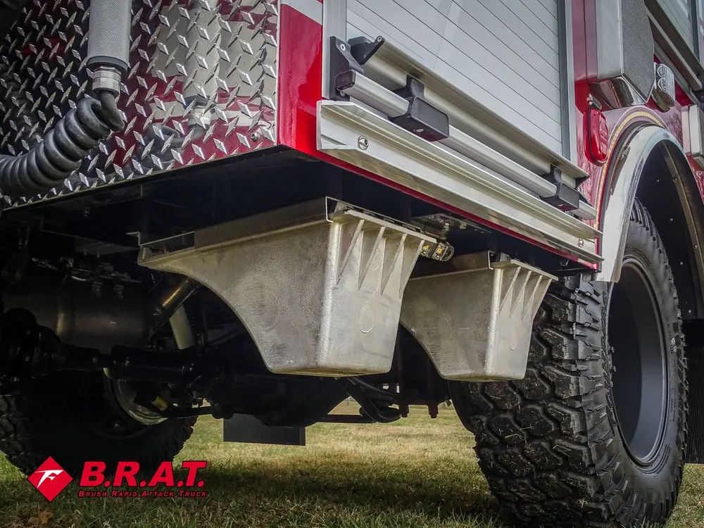 Rear wheel area and underbody tanks close-up.