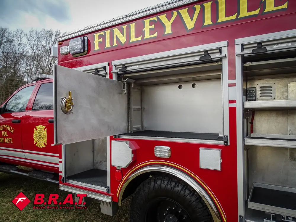 Open side bay with upper shelf and equipment module at right.