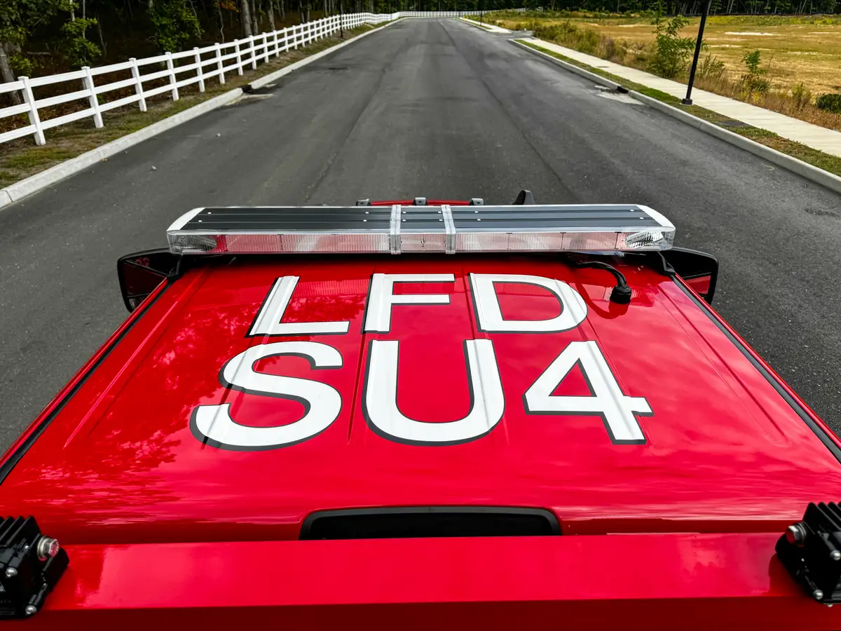 Top of front bed box with LAFD SU4 lettering.