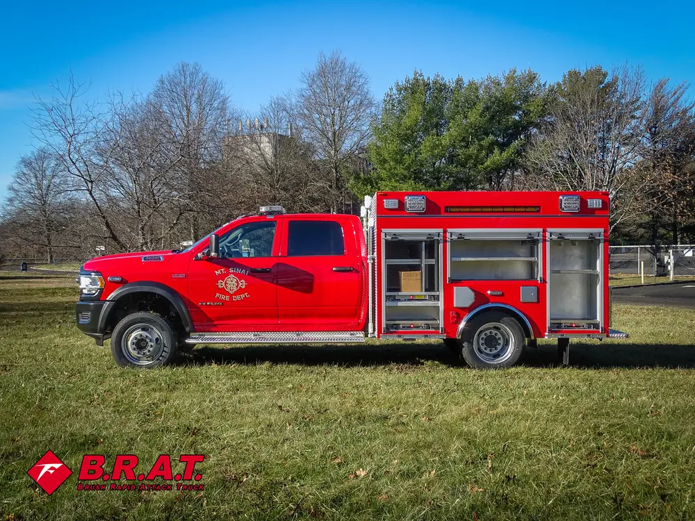 Right-side profile with multiple compartment doors open.