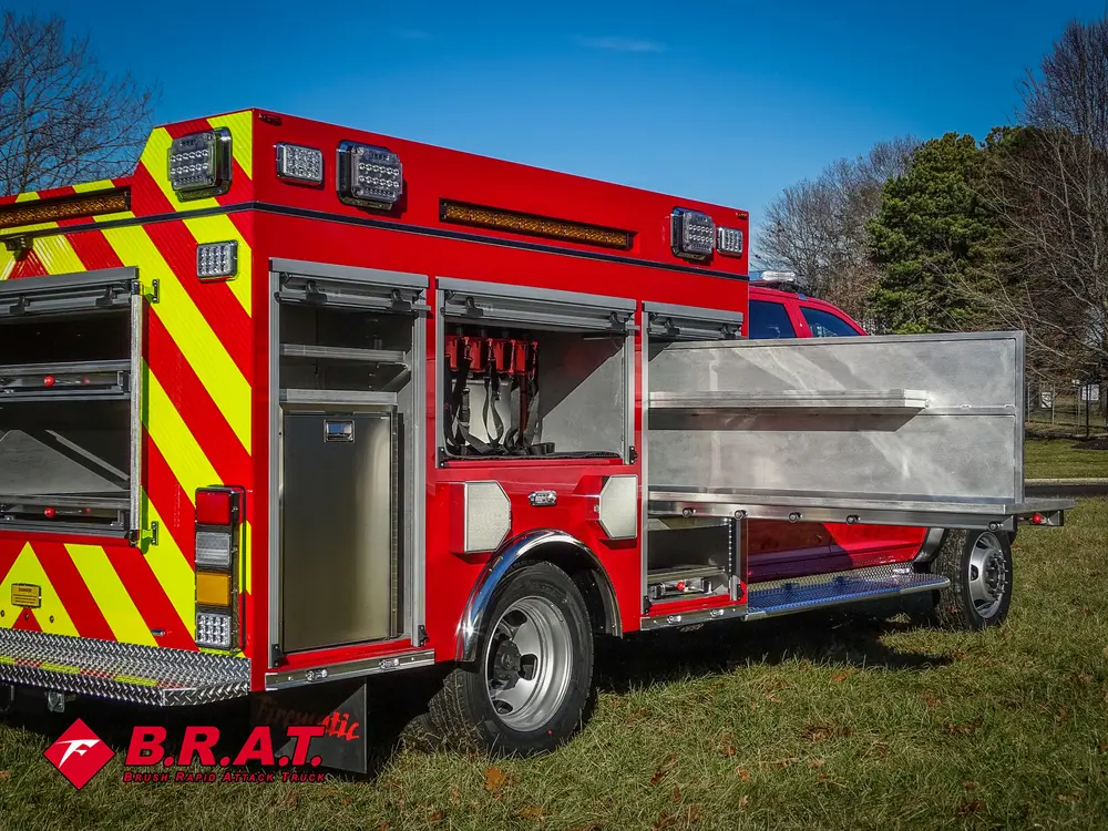 Rear-right side view with open compartments and slide-out shelf panel.