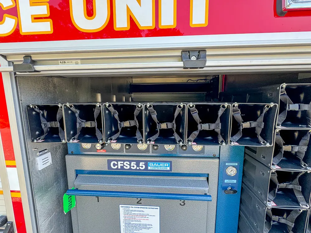 Front view of CFS5.5 module with gauges and adjacent bottle slots.