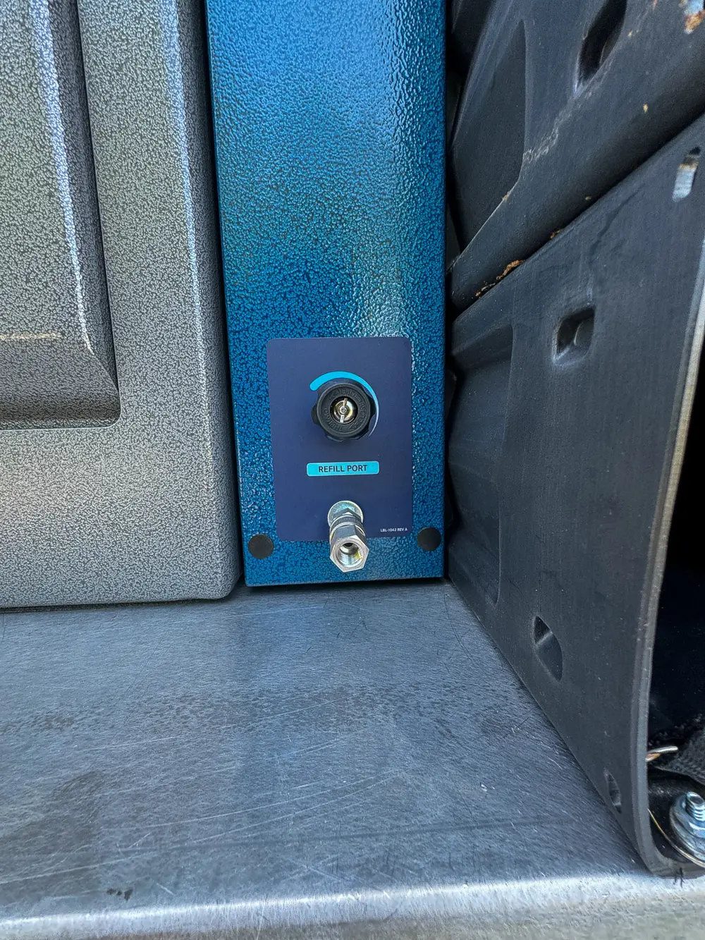 Second blue side control plate with gauge and keyed switch.