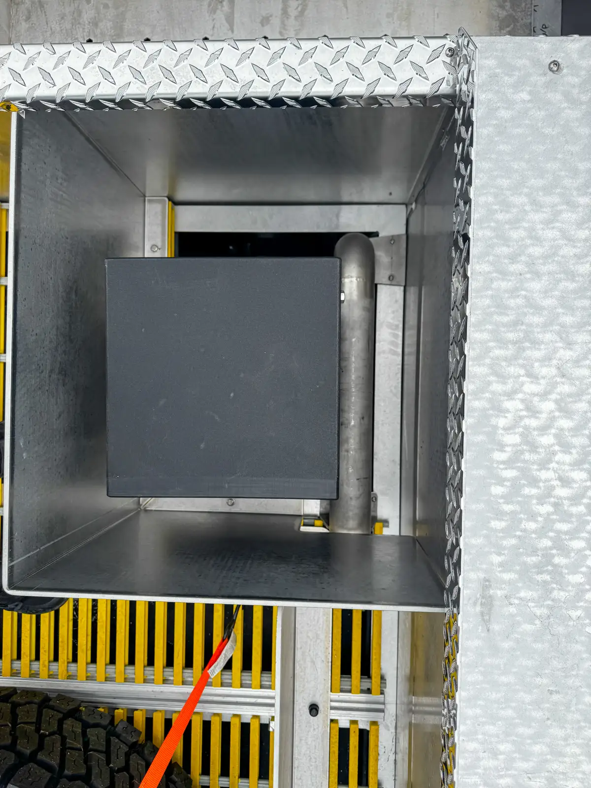 Head-on front view of red brush truck, photo 42 of 179.