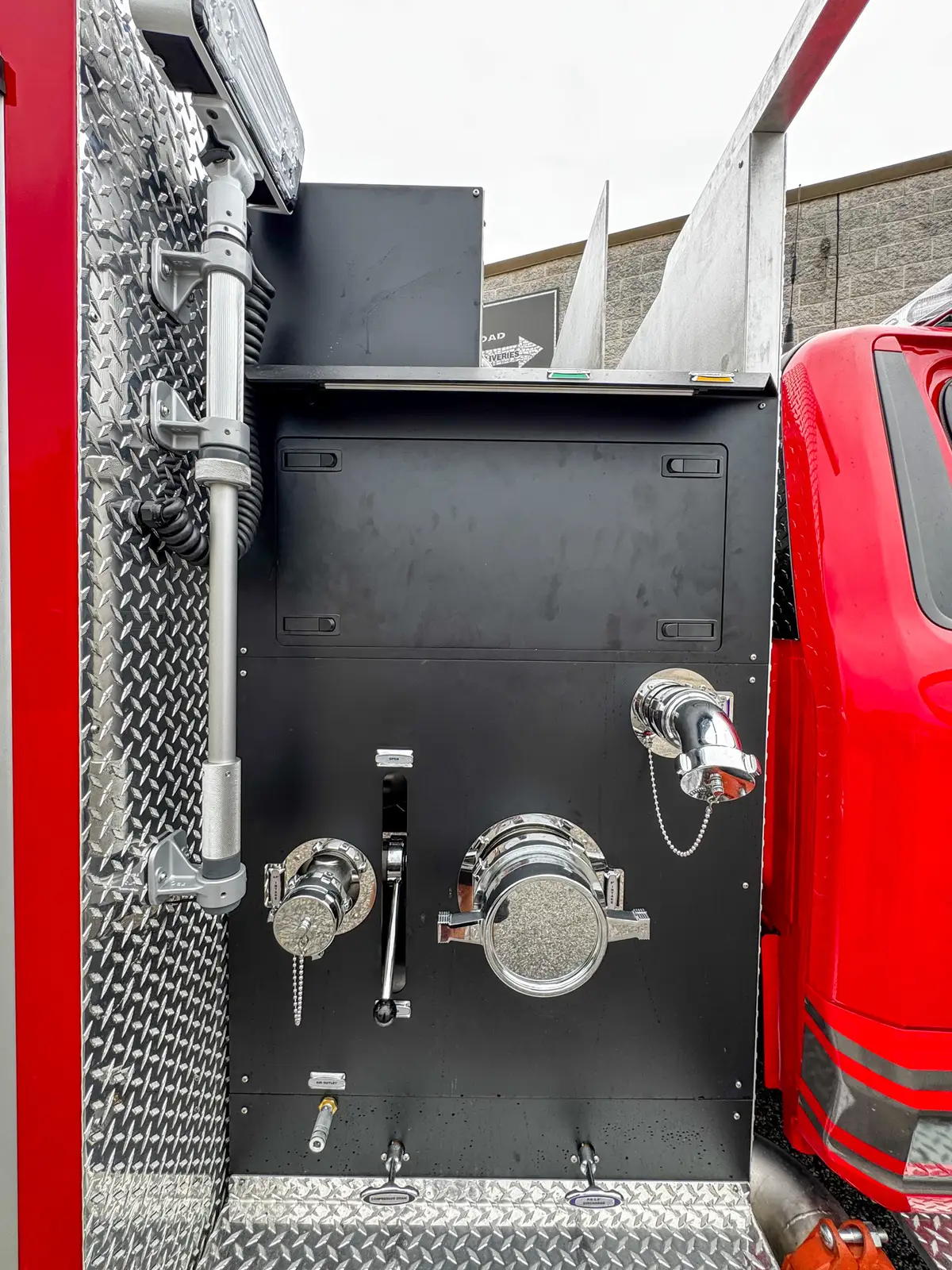 Hose connection and valve hardware detail, photo 48 of 179.