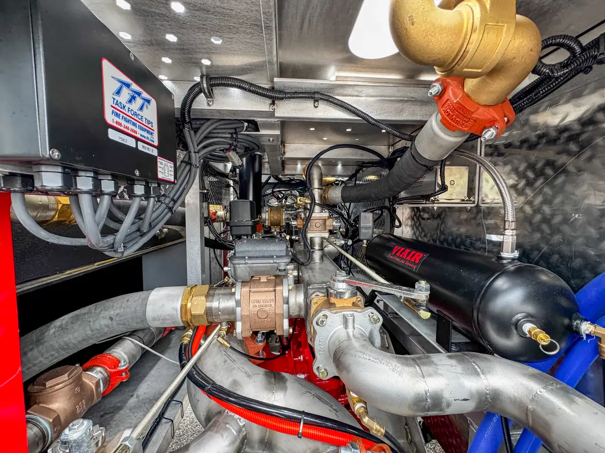 Wheel and tire detail on brush truck, photo 50 of 179.