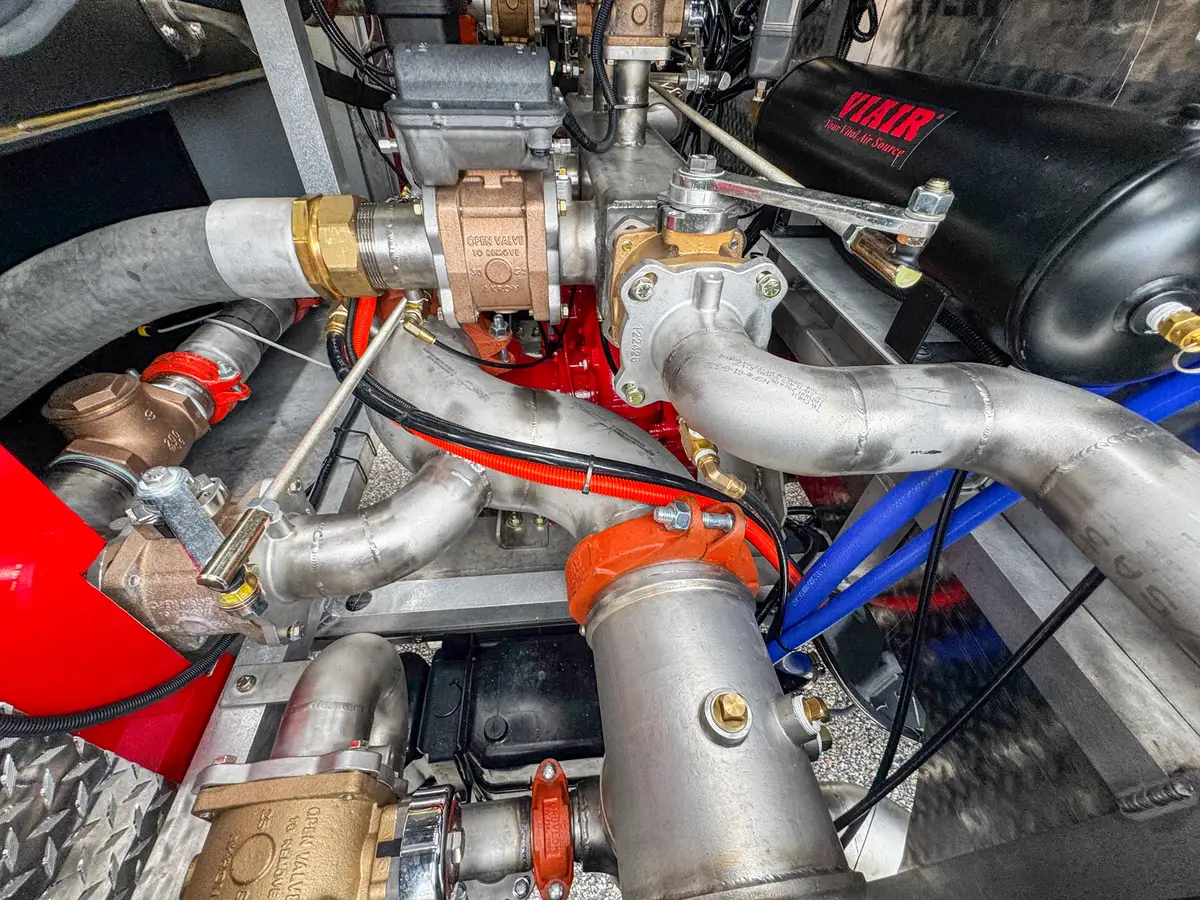 Red brush truck front-left exterior view, photo 51 of 179.