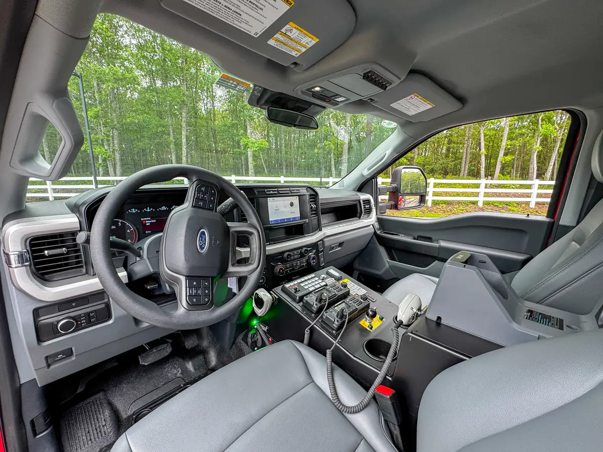 Red brush truck front-left exterior view, photo 61 of 179.
