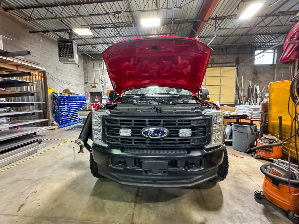Brush truck body module in fabrication shop, photo 71 of 179.