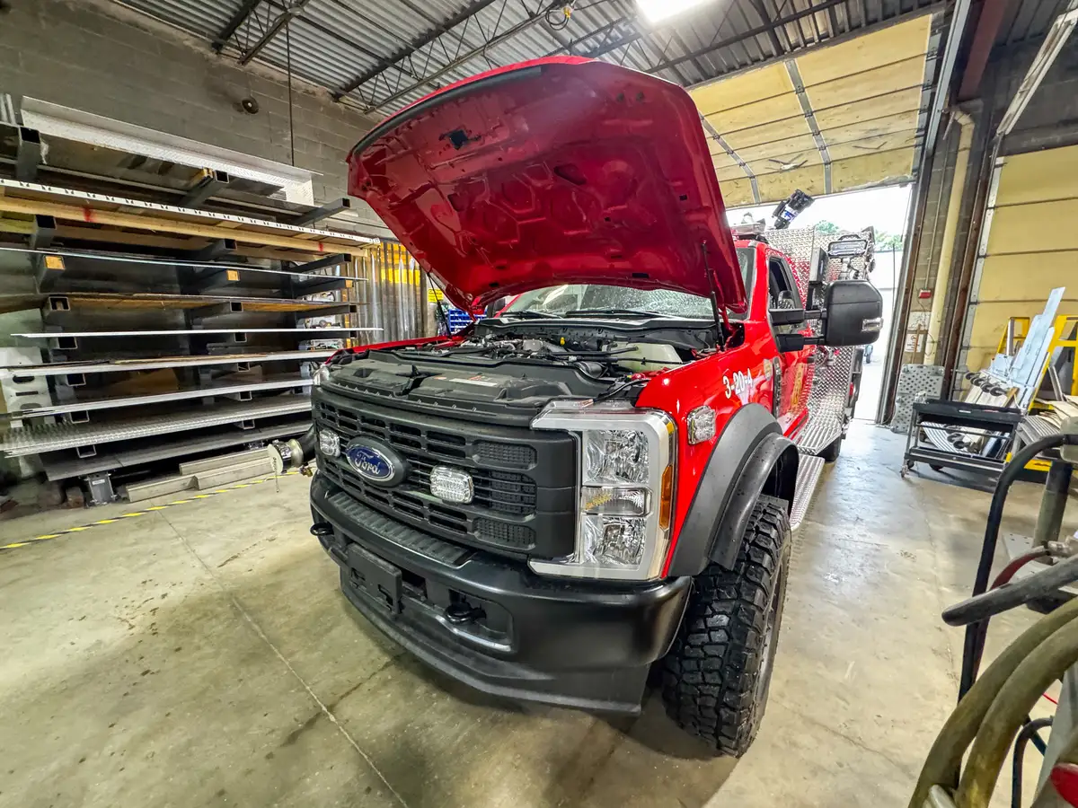 Unpainted aluminum compartment structure in shop, photo 72 of 179.