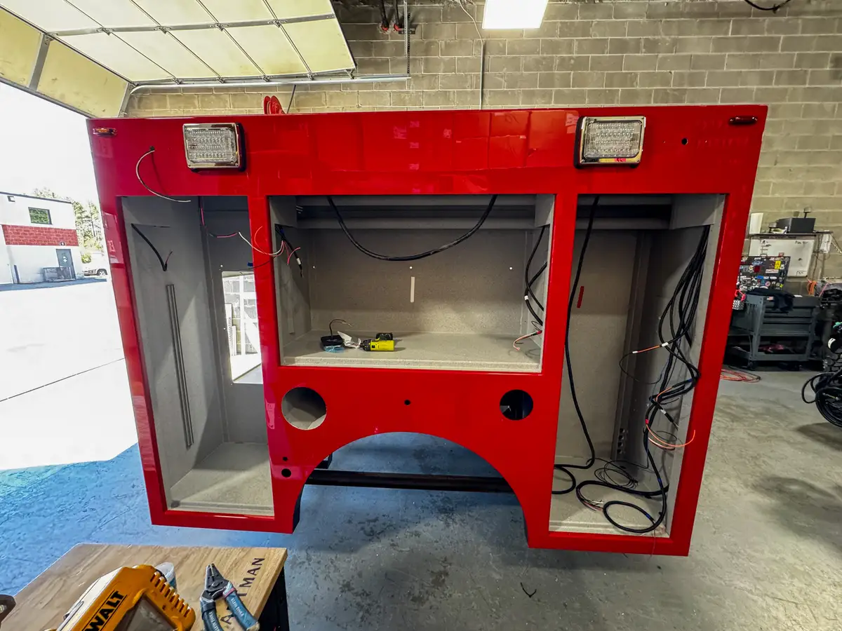 Red body panel installed on apparatus module, photo 93 of 179.