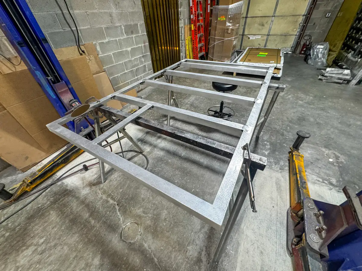 Brush truck body module in fabrication shop, photo 141 of 179.