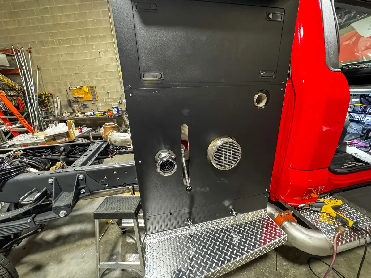 Compartment framing and shelves during fabrication, photo 147 of 179.