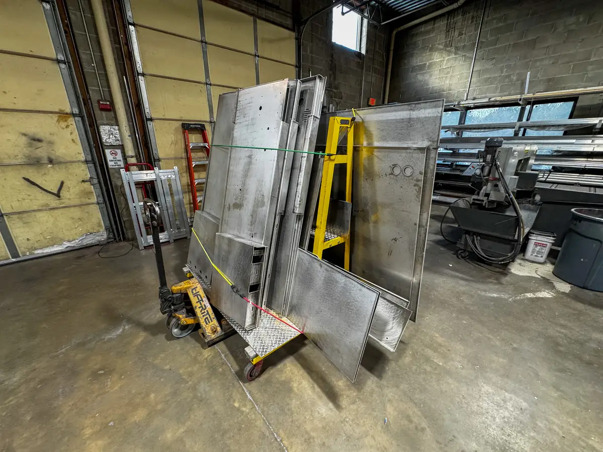 Compartment framing and shelves during fabrication, photo 177 of 179.