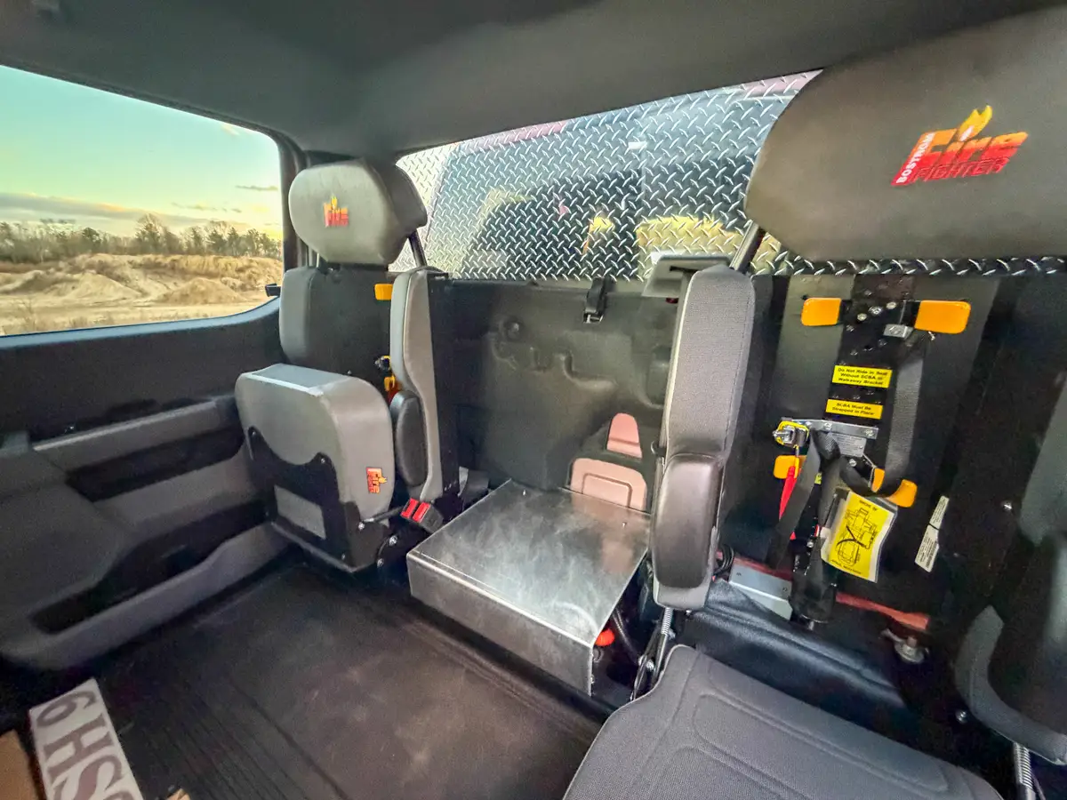 Rear seating area viewed from opposite side door.