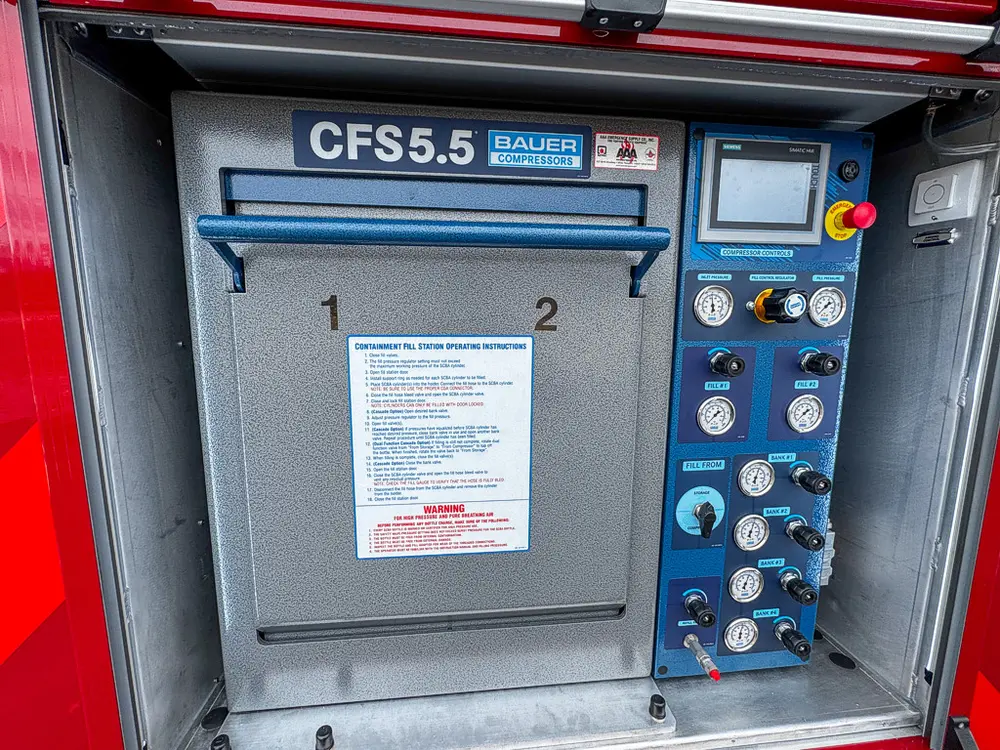 Front view of CFS5.5 fill station and control panel in rear bay.