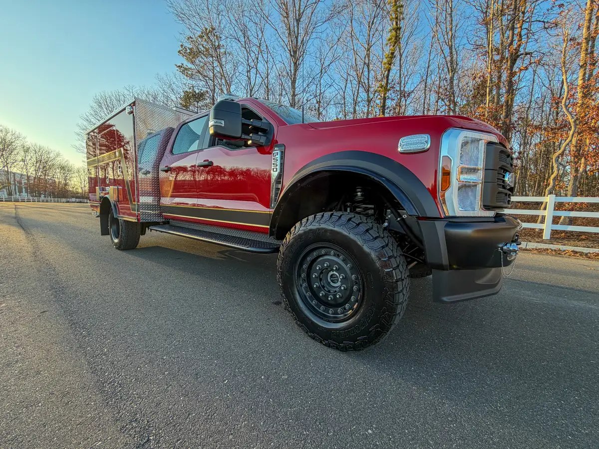 Wide front-right three-quarter exterior view of the truck on the roadway.