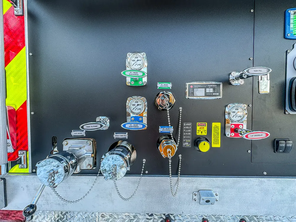 Close-up of the left side of the rear pump control panel.