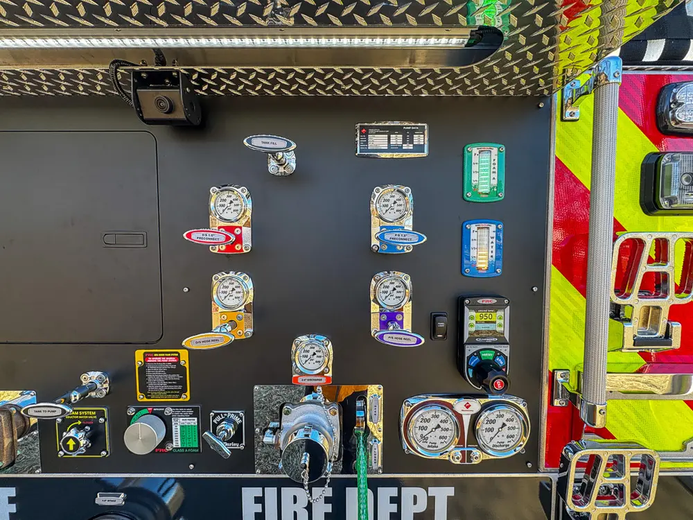 Close-up of the left section of the rear pump control panel.
