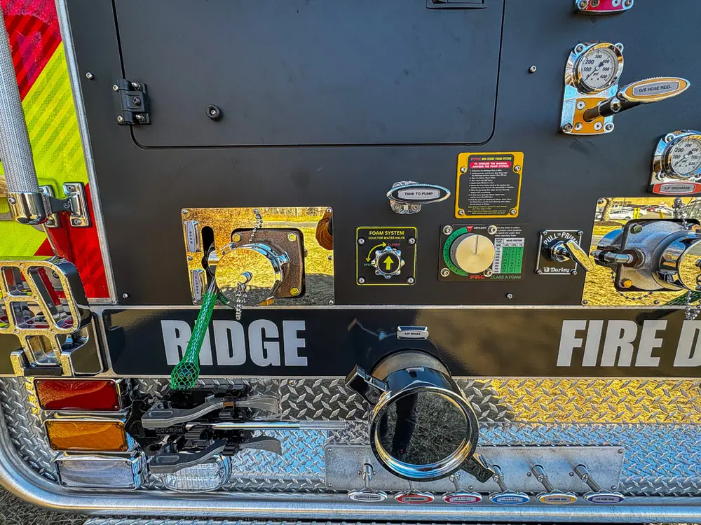 Close-up of the center section of the rear pump control panel.