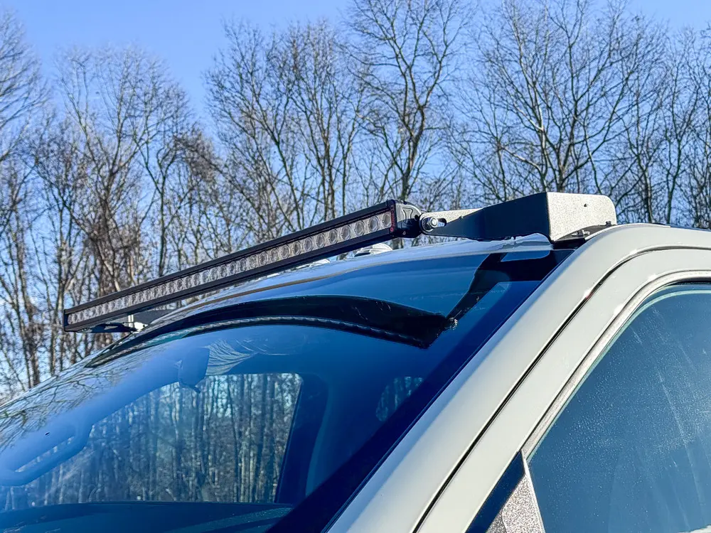 Cab roof and lightbar close-up from the upper deck.