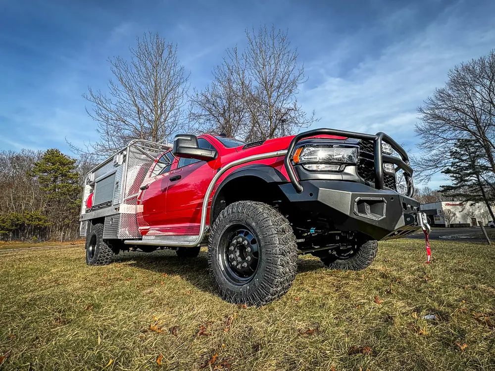 Red brush truck exterior or equipment detail, photo 12 of 97.