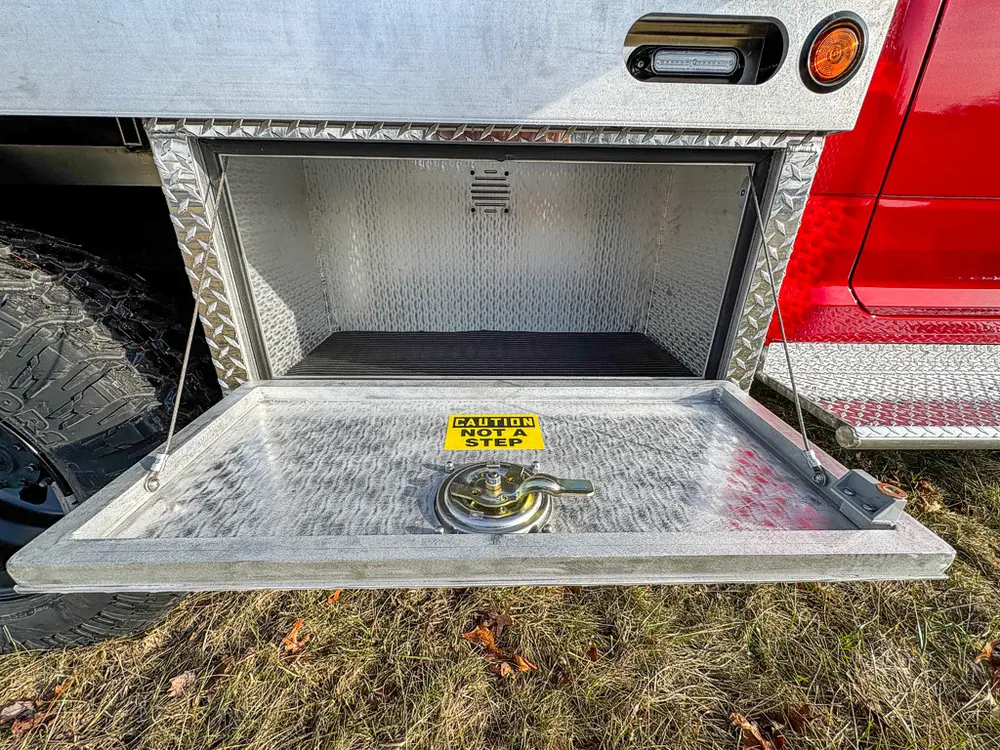 Red brush truck exterior or equipment detail, photo 18 of 97.