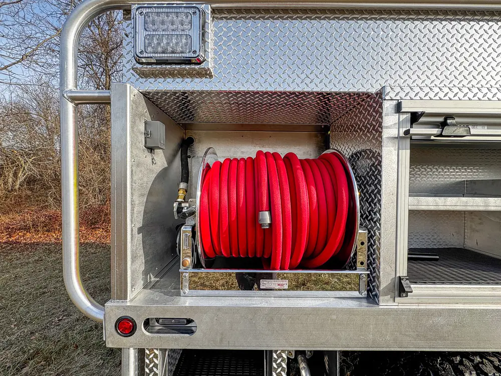 Red brush truck exterior or equipment detail, photo 21 of 97.