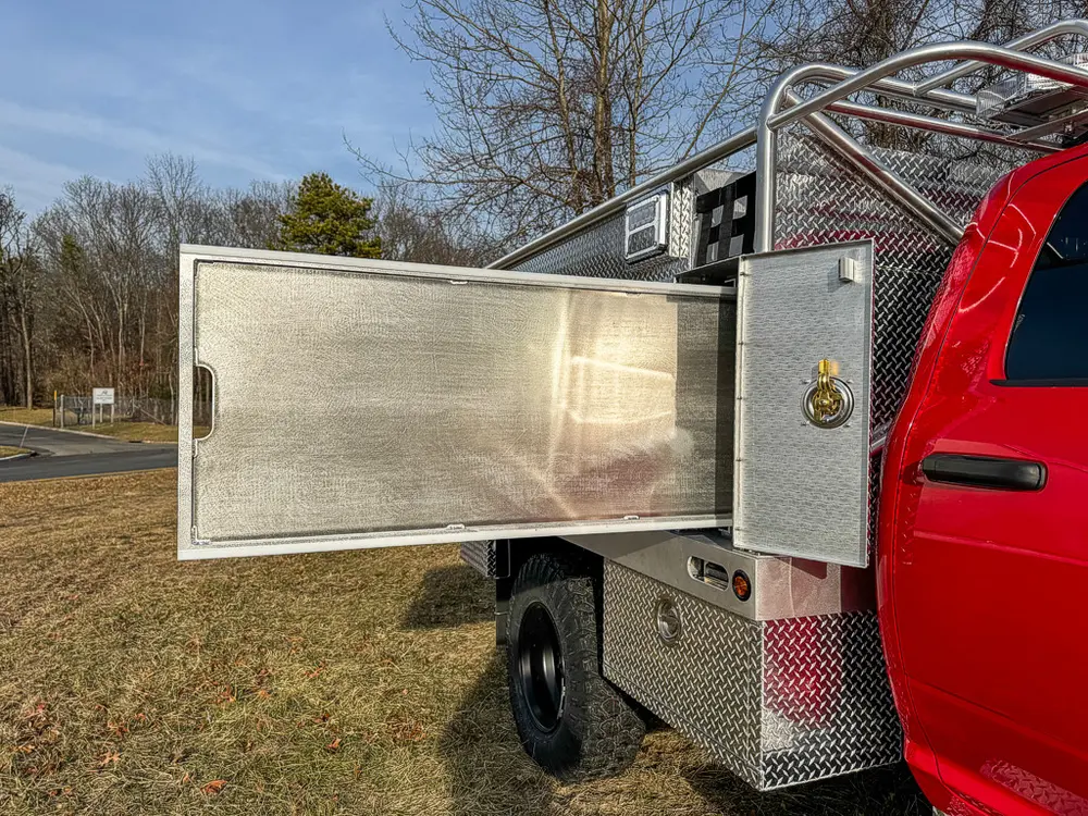 Red brush truck exterior or equipment detail, photo 25 of 97.