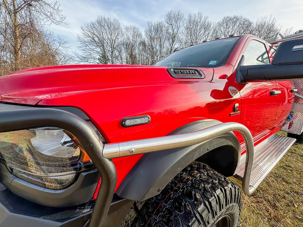 Red brush truck exterior or equipment detail, photo 29 of 97.