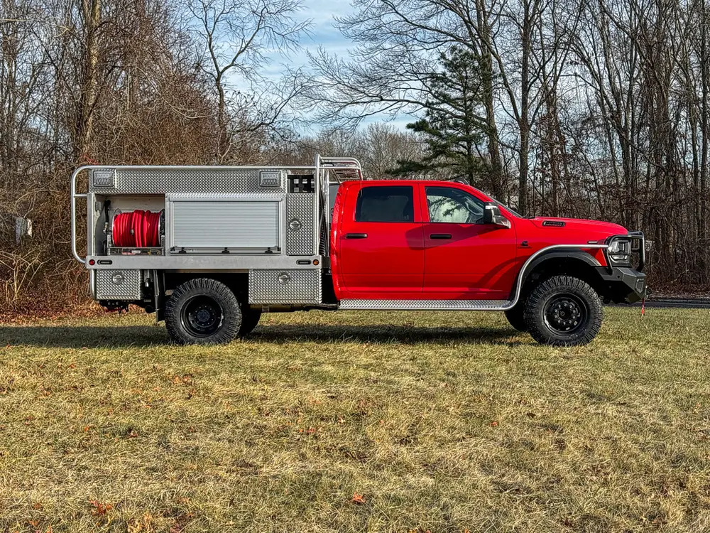 Red brush truck exterior or equipment detail, photo 3 of 97.