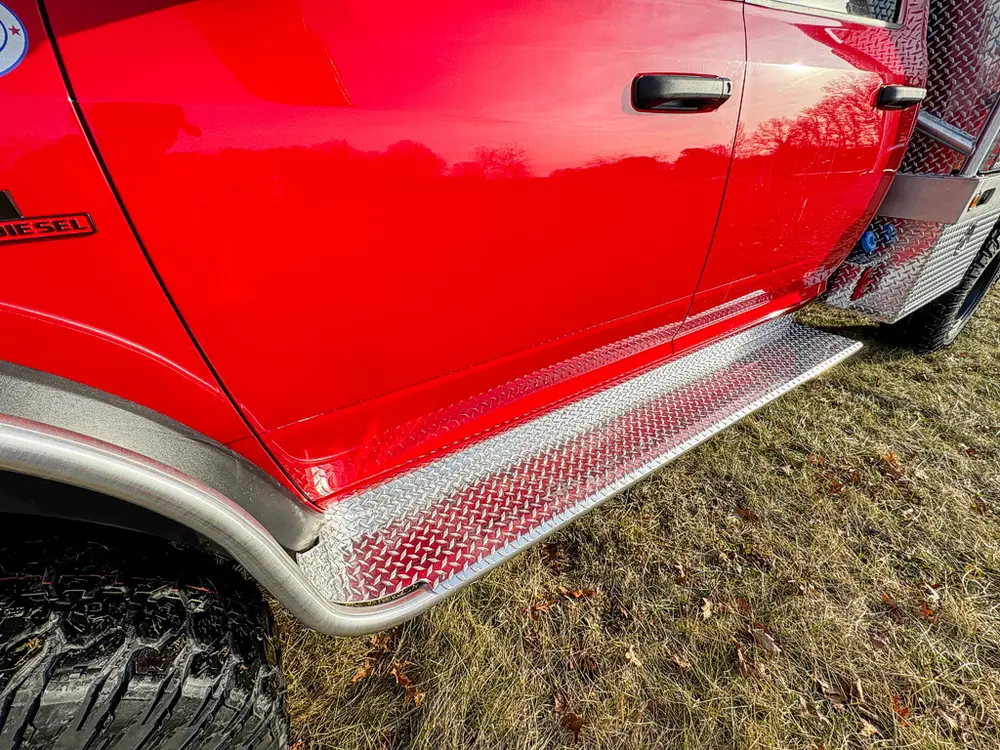 Red brush truck exterior or equipment detail, photo 31 of 97.