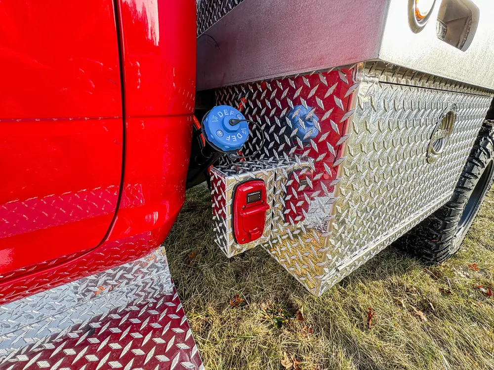 Red brush truck exterior or equipment detail, photo 32 of 97.