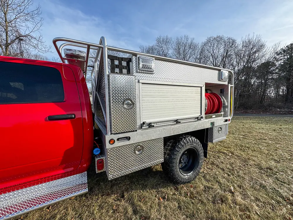 Red brush truck exterior or equipment detail, photo 33 of 97.
